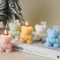 Bougie en forme d'ours en rose, bougie parfumée faite à la main, décoration d'intérieur, convient pour le salon, la chambre à coucher, les bougies de mariage