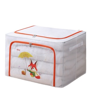 Transparent Waterproof Clothing <b>Storage</b> <b>Box</b> Rectangle Cartoon Style For Home Student Dormitory Wardrobe Organizer - Product Image 3