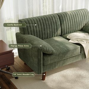 Loveseat <strong>Sofa</strong> Chenille Loveseat Couch Deep Seat Love Seat with Padded Arms Comfy Modern Small Couches <strong>for</strong> <strong>Bedroom</strong> Living Room - Product Image 6