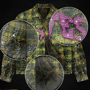 <span class=keywords><strong>Camisa</strong></span> de Franela de Algodón 100% Suave de Alto Gramaje, Azul Marino, Manga Larga, con Lavado Ácido, Efecto Desgastado, Holgada, con Estampado <span class=keywords><strong>a</strong></span> <span class=keywords><strong>Cuadros</strong></span> y Pedrerí<span class=keywords><strong>a</strong></span> en Toda la Superficie - Product Image 5