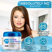 Masque capillaire naturel à la biotine OEM ODM, traitement capillaire à la kératine, soin profond pour cheveux faibles et abîmés, masque capillaire à l'huile d'argan en pot