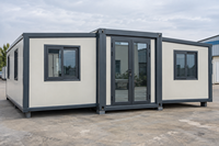Maison conteneur pliable à double aile extensible, construction en acier à panneaux sandwich, 20 pieds, préfabriquée, modulaire, ferme, hôtel