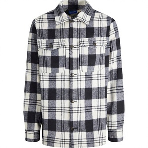 เสื้อเชิ้ตแขนยาวผ้าวูลฟลานเนล 100% สำหรับผู้ชาย ขายส่ง แบบลำลองสำหรับฤดูหนาว สีพื้น ปักโลโก้ได้ตามสั่ง - Product Image 1