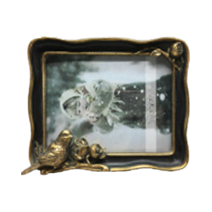 Vintage 7x5 Inch Handmade Letterpress Printed Horizontal Resin <strong>Photo</strong> <strong>Frame</strong> in Gold Black White for Tabletop or Wall Mount - Product Image 2