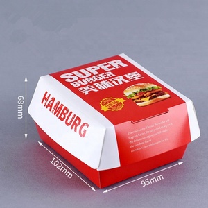 promoción personalizado blanco de impresión de cartón desechables cajas de la cocina de papel de hamburguesa caja de embalaje - Product Image 2