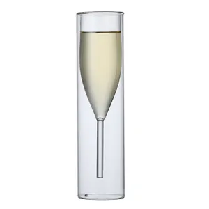 Flûtes à champagne à double paroi, tasse en verre isolée, sans plomb, 110ml