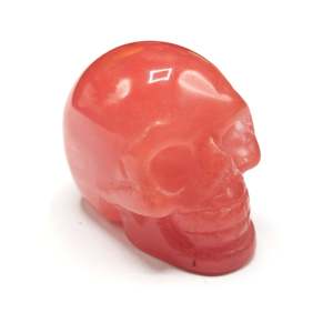 Calavera tallada a mano en piedra roja fundida - artesanía de cristal - decoración para el hogar - Product Image 1