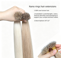 Extensions de cheveux humains vierges prêtes à l'emploi en gros, pointes Nano, Super Double Drawn, teintes, Micro-Link, 100g/paquet, Perruques et Bundles