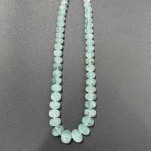 Beau collier de pierres précieuses aigue-marine perles de Rondel lisses aigue-marine transparentes de haute qualité perles de pierres précieuses aigue-marine - Product Image 2
