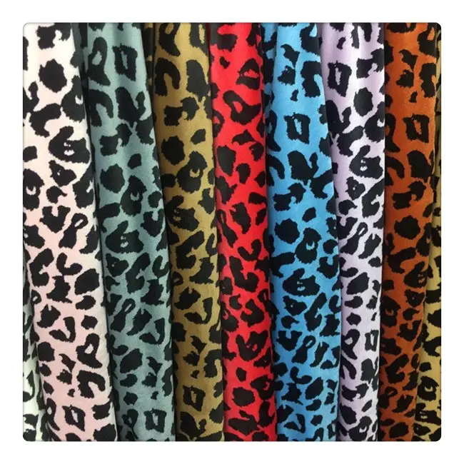 מכירה לוהטת משתלבים יוקרה Leopard מודפס סרוג velour פוליאסטר בד בגד