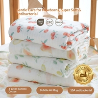 6-laags bamboe katoenen baby muslin deken zacht fruitprint newborn swaddle wrap 43.3x43.3 inch gaas kinderdekbed beddengoed