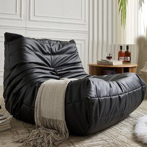 उच्च गुणवत्ता वाले काले नपा चमड़े के न्यूनतम सोफे बिस्तर आधुनिक कुर्सी पढ़ने घर कार्यालय फर्नीचर - Product Image 1