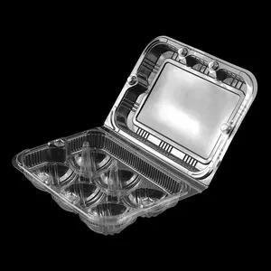 Custom transparent PET plastic disposable food packaging 6pcs pears fruit packaging containers with lid