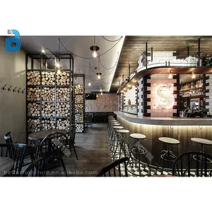 Equipamentos de café da loja de exibição mesa de madeira com grande contador de mármore do bar para lojas de café de luxo