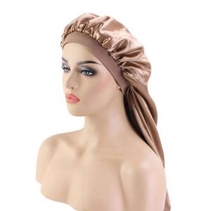 Bonnet en satin double couche grande taille avec logo personnalisé, couleur unie, pour cheveux longs, usage plage, pour femmes - Product Image 2