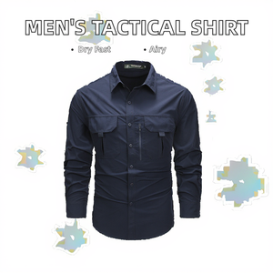 남성용 풀 슬리브 전술 셔츠 여름용 빠른 건조 방수 트윌 원단 하이킹 등산 사냥 정장 및 캐주얼웨어 - Product Image 2