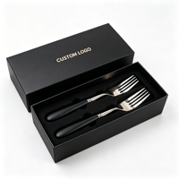 Boîte cadeau de luxe personnalisée avec logo, boîte en carton noir mat pour ensemble de couverts en acier inoxydable, fourchette, cuillère, boîtes à vaisselle