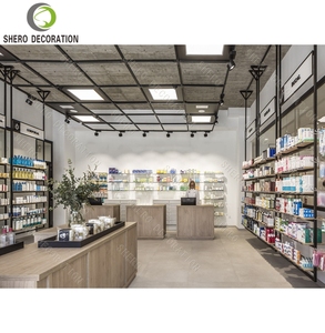 Modern Pharmacy Shops Interior Design Custom Metal Pharmacy <b>Shelves</b> Wood Pharmacy Display Cabinet For Medical Shop Furniture - Product Image 4