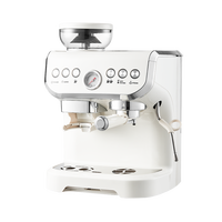 Machine à expresso électrique blanche avec moulin à meules coniques pour la maison, la cuisine, le café, l'hôtel, 8 tasses, boîtier en plastique, style italien, prise EU