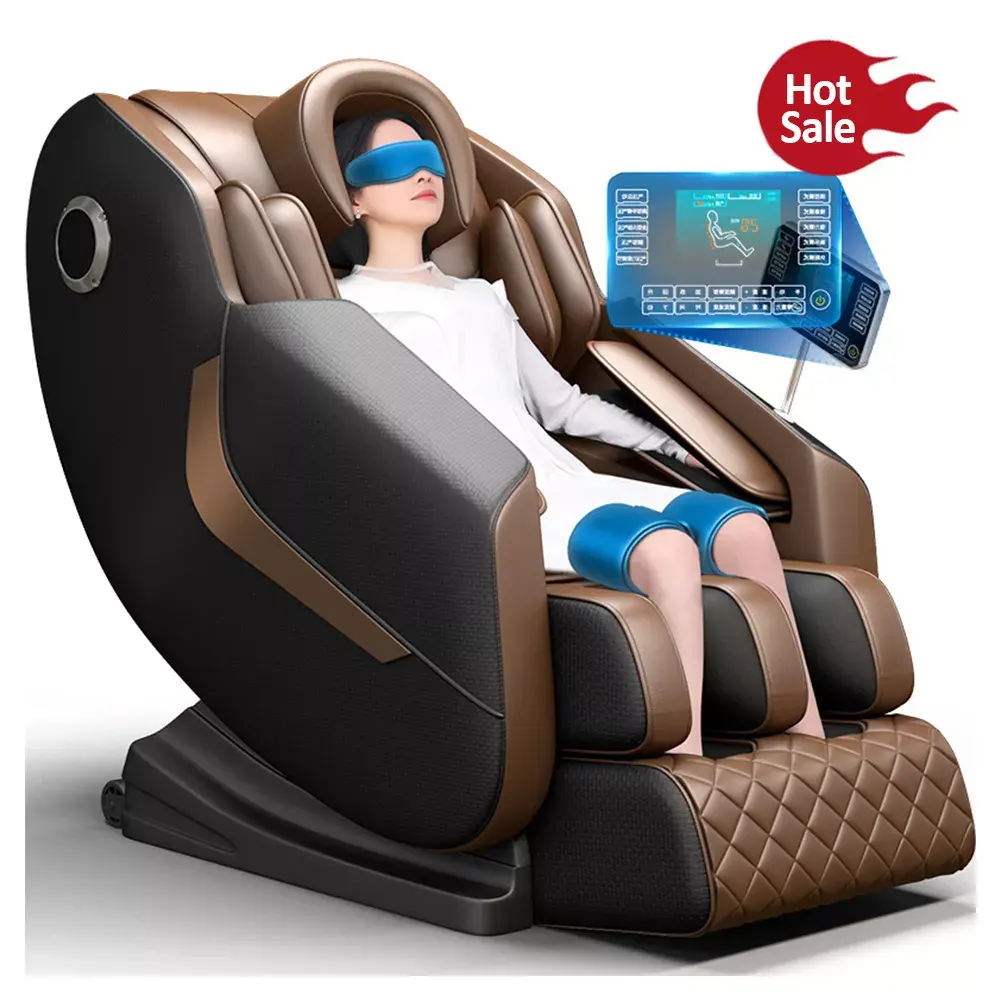 Shiatsu poltrona elétrica de couro 2023, massageador para uso caseiro, corpo inteiro, luxo com gravidade zero 8d, massageador para cabeça e pé