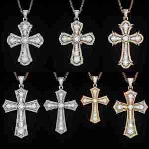 Women Custom Gold Moissanite Brilliant Cut Sterling Silver Hip Hop Vintage <b>Cross</b> Pendant Fashion Jewelry Necklace - Product Image 4