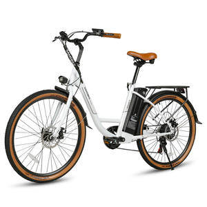 White Electric City Bike 36V 500D Aluminum Alloy <b>Frame</b> 7 Speed Rear Hub Motor Disc Brake Commuter <b>Bicycle</b> - Product Image 1