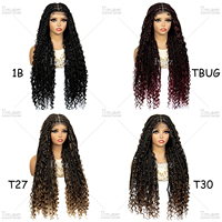 Perruques tressées pour femmes noires, 30 pouces, avec dentelle frontale complète, sans nœuds, style déesse bohème, tresses carrées, avec cheveux de bébé