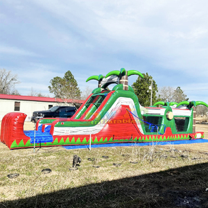 Tropical theme mega bouncing castle commercial bounce <b>house</b> combo <b>inflatable</b> outdoor obstacle course - Product Image 3