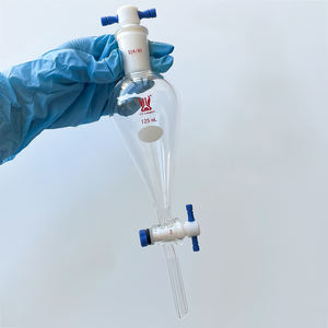 Lab Glassware <span class=keywords><strong>10ml</strong></span> parede grossa pequena química resistente vidro borosilicato funil separador com torneira PTFE - Product Image 2