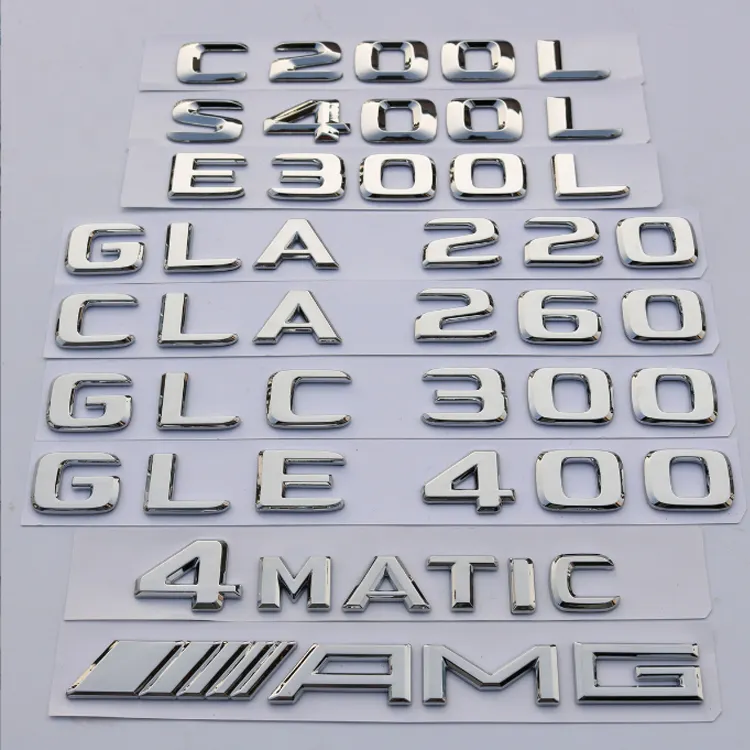 Autocollant d'emblème de logo de voiture argenté de taille originale pour Mercedes benz AMG