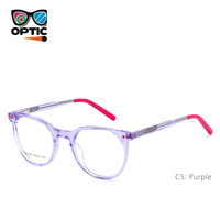 Monture de lunettes optiques en acétate pour enfants, forme ronde, durable et sûre, montures de lunettes de prescription en acétate pour enfants pour un usage quotidien