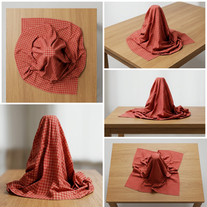 Tela de Algodón Khadi Orgánico Tejida a Mano, Peso Medio 105 GSM, Diseño a Cuadros Rojos Hecho a Mano, Transpirable, para Vestidos y Faldas de Niñas - Product Image 3