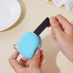 Portable <b>Cute</b> Mini Bag Zipper Coin <b>Purse</b> Keychain Silicone Metal Plant Fruit Earphones Lipstick Storage for Women - Product Image 3