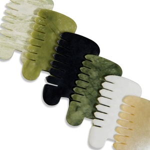 Altri Prodotti per la Cura della Pelle (Novità) Pettine Raschiante in Vera Giada per la Cura dei Capelli, Pettine Gua Sha a Forma di <span class=keywords><strong>U</strong></span>, Pietra Gua Sha per il Raschiamento del Cuoio Capelluto - Product Image 4
