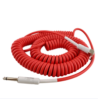 Customizable 6.35mm Multi-Color Retractable Electric Guitar Audio Extension Cable Straight Curved Spring Reel Foil PVC