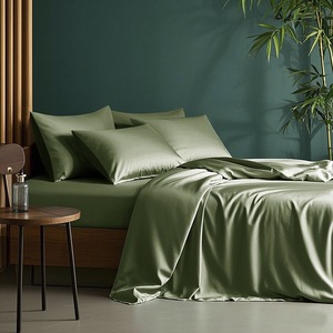 Mùa Hè Mát Mẻ Trắng 400TC Sợi Tre Comforter Duvet Bìa Màu Rắn Được Trang Bị & Tấm Phẳng Hữu Cơ Bộ Đồ Giường Bộ - Product Image 6