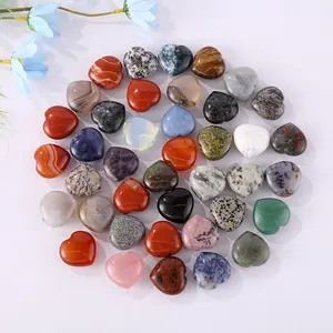 MU Mixed Puffy Heart Stones Tumled Healing Crystal Pocket Love Stone Assorted Rocks Collection