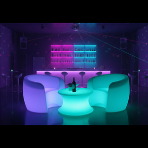 Muebles de Bar Luminosos, Juego de Mesa y Sillas LED Iluminadas, Muebles LED para Discotecas al Aire Libre, Mesa para Eventos en Jardín al Aire Libre - Product Image 2