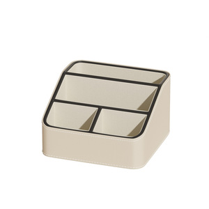 Office Organizer Desktop Storage <b>Box</b> With Partitions Milk <b>Tea</b> Color Large Capacity For Remote Control Pen Holder Stationery - Product Image 5