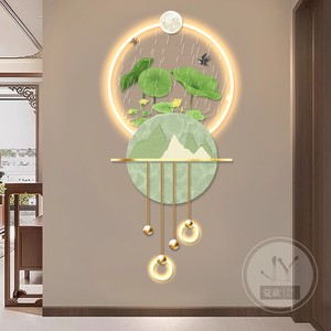 Decorazione Artistica per Corridoi di Ristoranti, Illuminazione di Lusso, Quadro in Cristallo e Porcellana con Piante Verdi, Luce LED, Dipinto ad <span class=keywords><strong>Acqua</strong></span> - Product Image 5