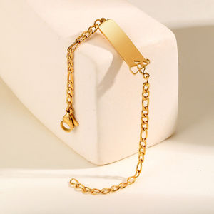 Brazalete de Barra Lisa de Acero Inoxidable, Diseño Simple, Chapado en Oro, Joyería Personalizada, Brazalete de Tamaño Infantil - Product Image 5