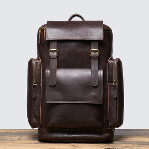 New Men's Genuine Cowhide Leather Backpack Large Capacity Travel Hiking Laptop <strong>Bag</strong> Full Grain Backpack Tas Pria Borsa <strong>Vera</strong> <strong>Pelle</strong> - Product Image 4