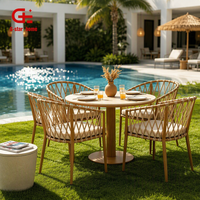 Chaise de jardin en corde tressée avec structure en aluminium, chaise de patio extérieure, chaise de salle à manger en corde tressée pour jardin, villa, hôtel, cour