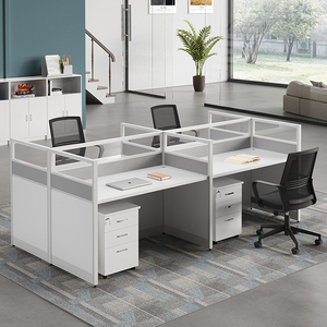 Estación de trabajo estándar para 4 personas, escritorio de madera, estación de trabajo de oficina con vidrio - Product Image 3