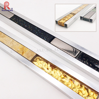 Carrelage de pierre décorative en marbre, bordure jaune, mosaïque italienne, céramique Led, Design de sol en marbre clair, bordure de bord