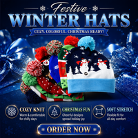Chapeau de Noël à LED clignotantes, bonnet tricoté chaud coloré avec bonhomme de neige, cadeau de Noël, décorations de fête du Nouvel An