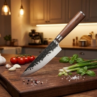 Couteau de chef professionnel de style japonais, lame en acier inoxydable forgée à la main, noire, ultra-affûtée, Gyuto Santoku pour la cuisine