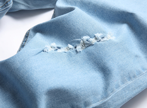 กางเกงยีนส์ชายแฟชั่นแบบลำลองขาดๆ,กางเกงยีนส์ชายทรงสกินนี่เข้ารูปแบบขาลีบสำหรับผู้ชาย - Product Image 5