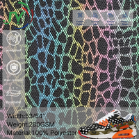 Tissu en maille hexagonale holographique irisé en polyester 280 GSM sur mesure, avec suède collé, pour empeignes de chaussures, vestes et sacs – Vente en gros