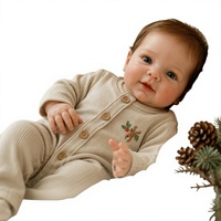 Poupée Bébé Reborn de Noël DOWinch de 18 Pouces Faite à la Main avec Barboteuse Kaki pour Cadeau d'Enfant et Présentation